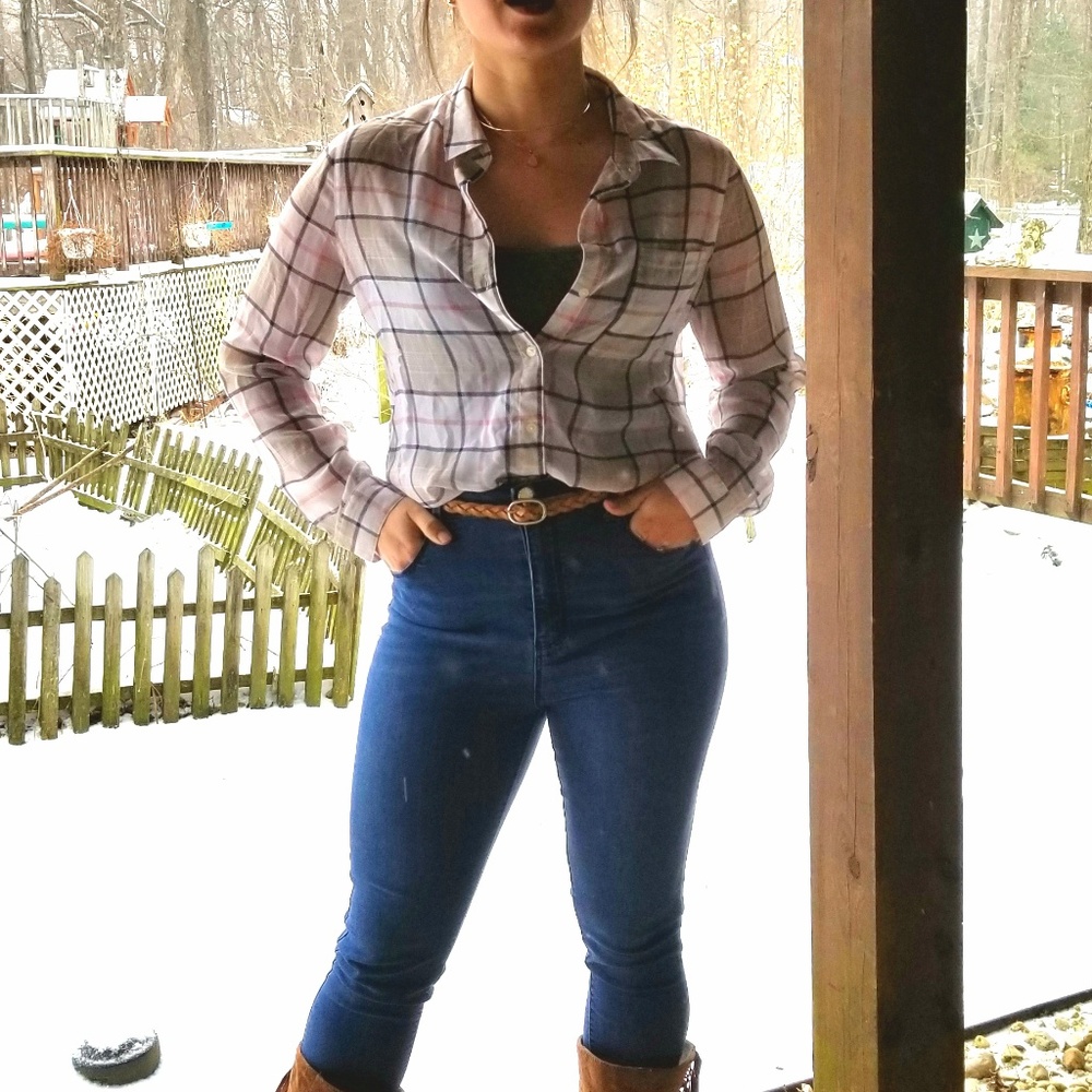 Shear Plaid Blouse